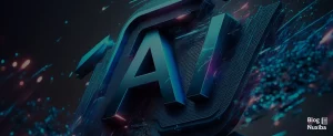 letras AI en 3d en un ambiente tecnológico